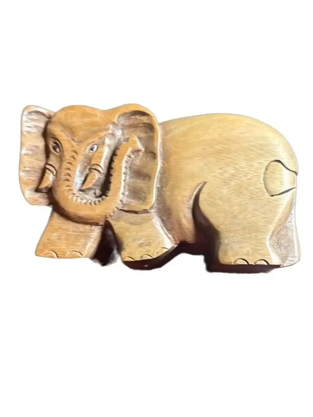 Elephant Secret Wood Puzzle Box Hand Carved Suar Wood Bali Art Trinket Box